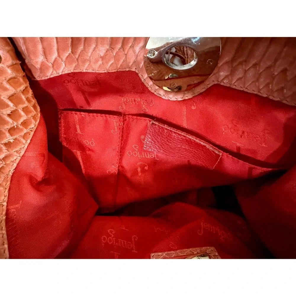 Vintage Y2K Janie Jo Boho Chic Purse Coral Python Textured Tassel Fairy Grunge